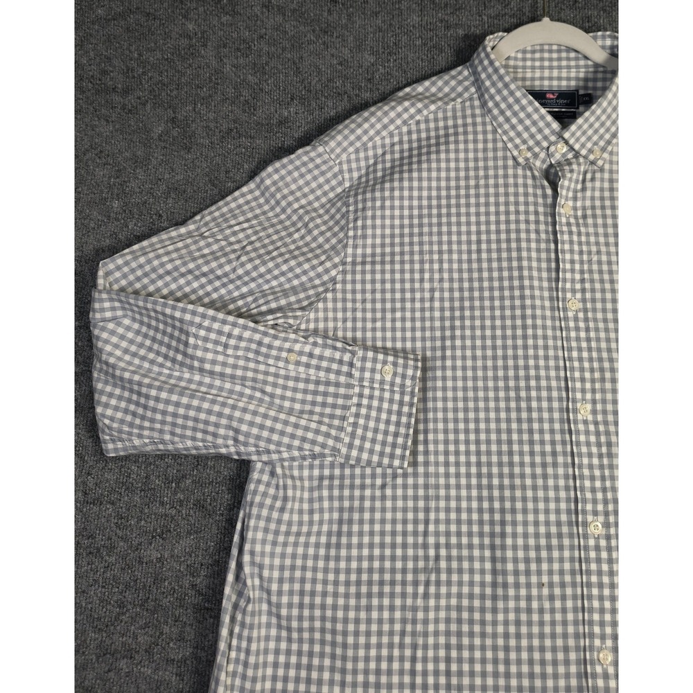 Vineyard Vines Tucker Shirt Mens XXL Classic Gingham Gray White Cotton Stretch